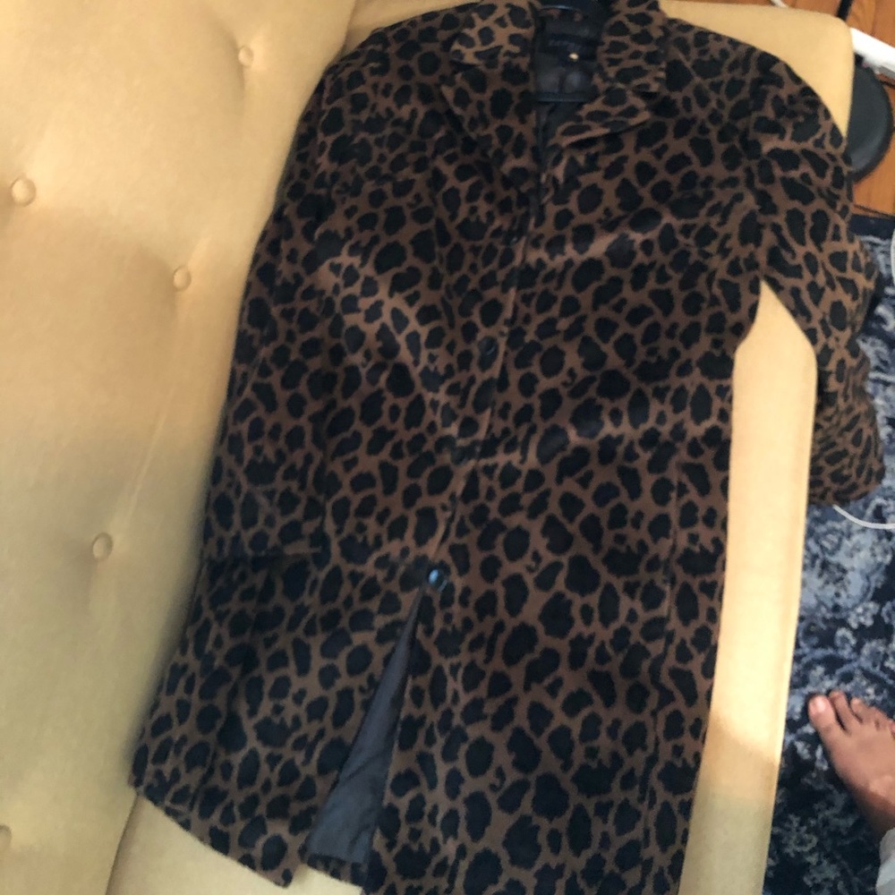 Express leopard print trench coat